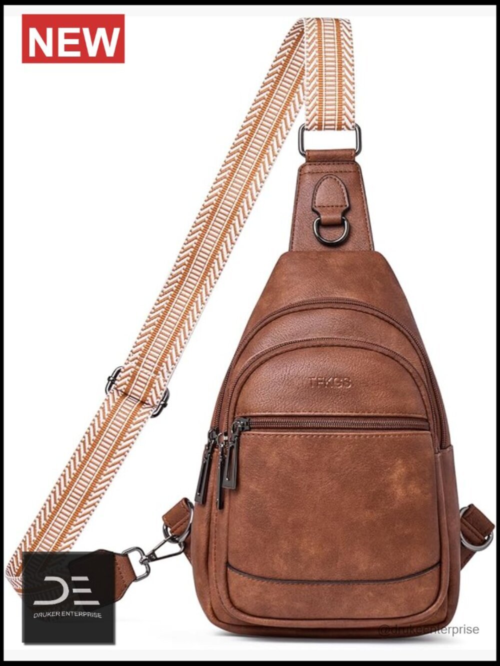 Faux Leather 7L Sling Bag Crossbody Purse Travel Shoulder Bag